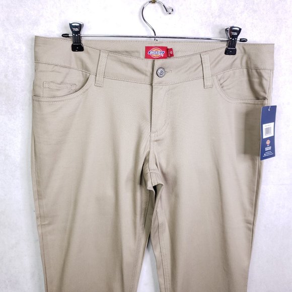 Dickies Girl Junior 5 Pocket Classic Skinny Low Rise Pants, Sz 13 Khaki, HH164 - Picture 3 of 9